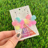 Resin Earrings - Pastel Asymmetrical Flower Featuring a Silver Hoop! (1)