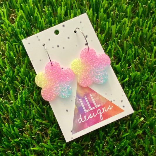 ON SALE!!!!! Resin Earrings - Pastel Solid Daisy Featuring a Silver Hoop! (1)
