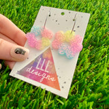 Resin Earrings - Pastel Floral Wreath Featuring a Silver Hoop! (1)