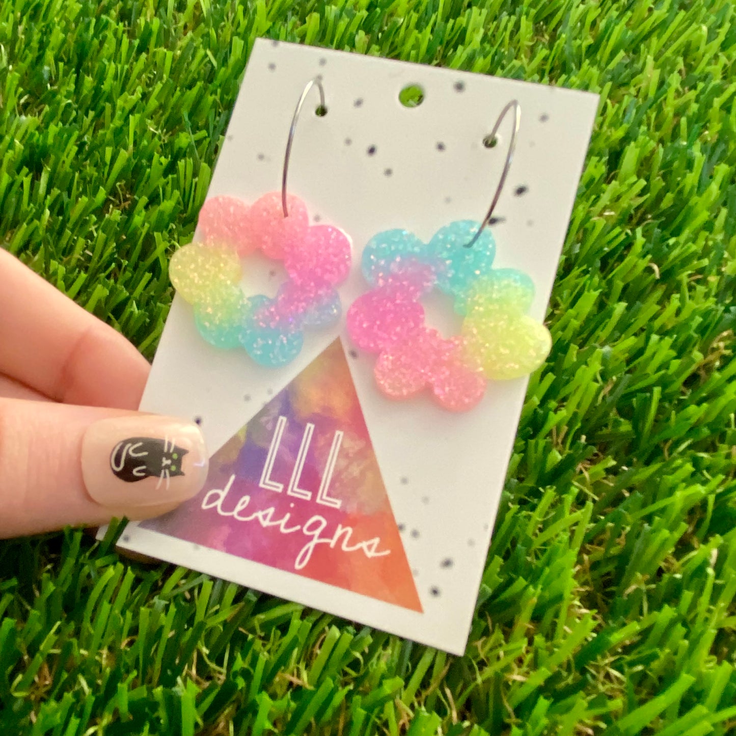 ON SALE!!!!!! Resin Earrings - Pastel Floral Wreath Featuring a Silver Hoop! (2)