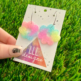 Resin Earrings - Pastel Floral Wreath Featuring a Silver Hoop! (2)