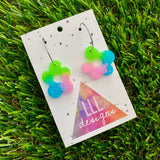 Resin Earrings - Vibrant Wonky Daisy Featuring a Silver Hoop! (1)