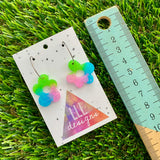 Resin Earrings - Vibrant Wonky Daisy Featuring a Silver Hoop! (1)