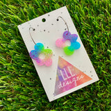 Resin Earrings - Vibrant Wonky Daisy Featuring a Silver Hoop! (2)