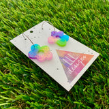 Resin Earrings - Vibrant Wonky Daisy Featuring a Silver Hoop! (2)