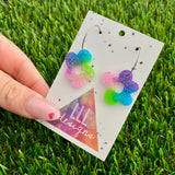 Resin Earrings - Vibrant Wonky Daisy Featuring a Silver Hoop! (2)