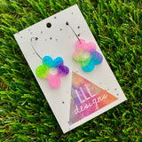 Resin Earrings - Vibrant Wonky Daisy Featuring a Silver Hoop! (4)
