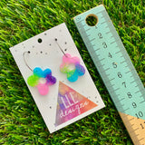 Resin Earrings - Vibrant Wonky Daisy Featuring a Silver Hoop! (4)