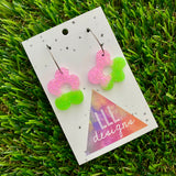 Resin Earrings - Vibrant Wonky Daisy Featuring a Silver Hoop! (5)