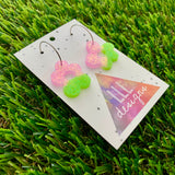 Resin Earrings - Vibrant Wonky Daisy Featuring a Silver Hoop! (5)