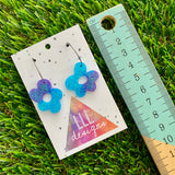 Resin Earrings - Vibrant Wonky Daisy Featuring a Silver Hoop! (6)