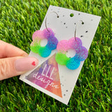 Resin Earrings - Vibrant Cut Out Daisy Featuring a Silver Hoop! (6)