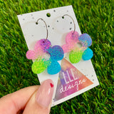 Resin Earrings - Vibrant Asymmetrical Flower Featuring a Silver Hoop! (1)