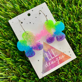 Resin Earrings - Vibrant Asymmetrical Flower Featuring a Silver Hoop! (3)