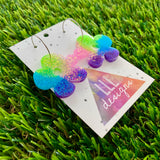 Resin Earrings - Vibrant Asymmetrical Flower Featuring a Silver Hoop! (3)