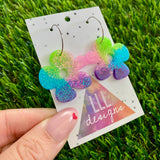 Resin Earrings - Vibrant Asymmetrical Flower Featuring a Silver Hoop! (3)