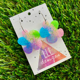 Resin Earrings - Vibrant Asymmetrical Flower Featuring a Silver Hoop! (4)