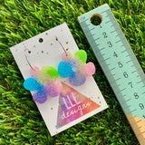 Resin Earrings - Vibrant Asymmetrical Flower Featuring a Silver Hoop! (4)