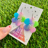 Resin Earrings - Vibrant Asymmetrical Flower Featuring a Silver Hoop! (4)