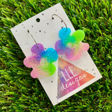 Resin Earrings - Vibrant Asymmetrical Flower Featuring a Silver Hoop! (6)