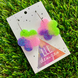 Resin Earrings - Vibrant Solid Daisy Featuring a Silver Hoop! (2)