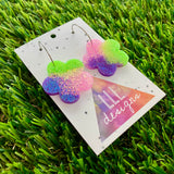 Resin Earrings - Vibrant Solid Daisy Featuring a Silver Hoop! (2)