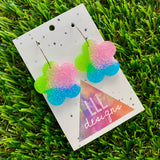 Resin Earrings - Vibrant Solid Daisy Featuring a Silver Hoop! (3)