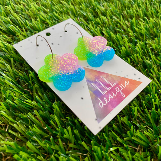 ON SALE!!! Resin Earrings - Vibrant Solid Daisy Featuring a Silver Hoop! (3)