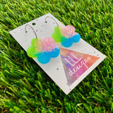 Resin Earrings - Vibrant Solid Daisy Featuring a Silver Hoop! (3)