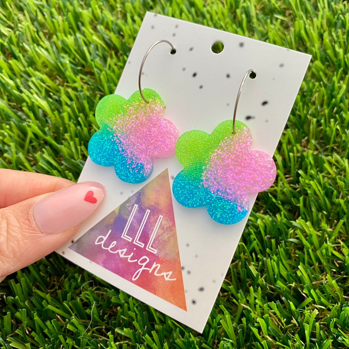 ON SALE!!! Resin Earrings - Vibrant Solid Daisy Featuring a Silver Hoop! (3)