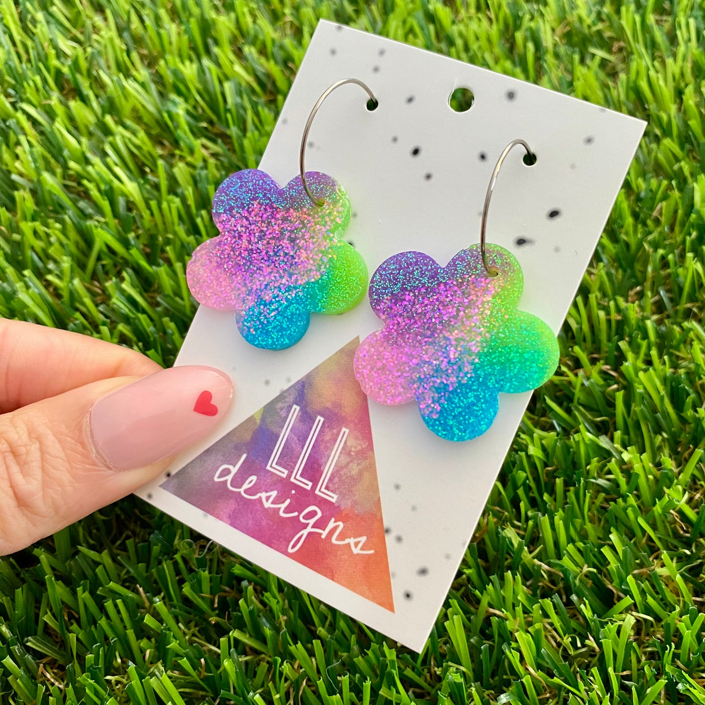 ON SALE!!!! Resin Earrings - Vibrant Solid Daisy Featuring a Silver Hoop! (6)