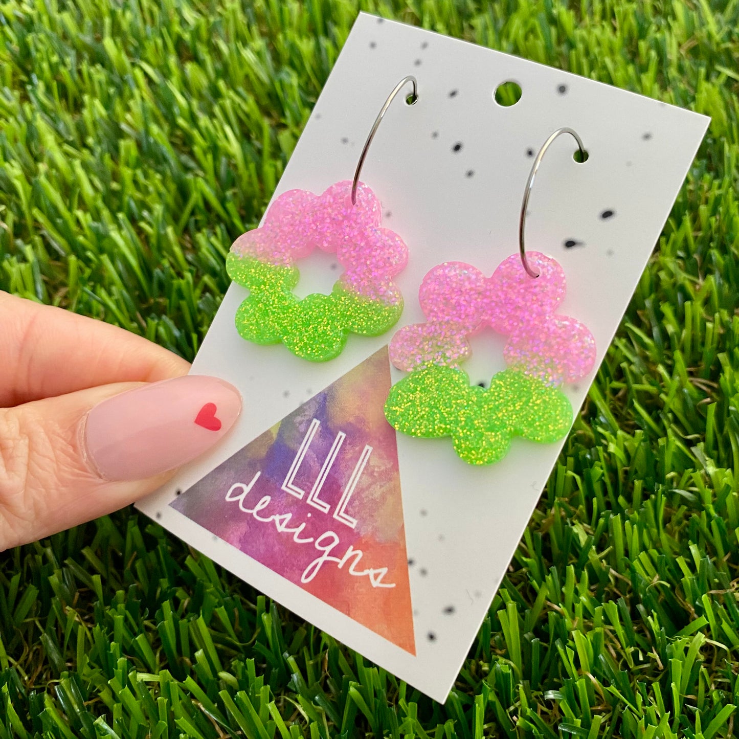 ON SALE!!!!! Resin Earrings - Vibrant Floral Wreath Featuring a Silver Hoop! (1)