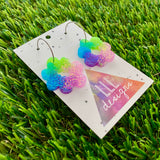 Resin Earrings - Vibrant Floral Wreath Featuring a Silver Hoop! (2)