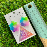 Resin Earrings - Vibrant Floral Wreath Featuring a Silver Hoop! (2)