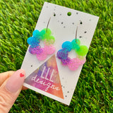 Resin Earrings - Vibrant Floral Wreath Featuring a Silver Hoop! (2)