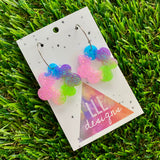 Resin Earrings - Vibrant Floral Wreath Featuring a Silver Hoop! (3)