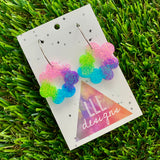 Resin Earrings - Vibrant Floral Wreath Featuring a Silver Hoop! (4)