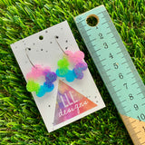 Resin Earrings - Vibrant Floral Wreath Featuring a Silver Hoop! (4)