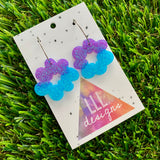 Resin Earrings - Vibrant Floral Wreath Featuring a Silver Hoop! (5)