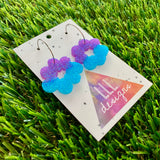 Resin Earrings - Vibrant Floral Wreath Featuring a Silver Hoop! (5)