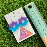 Resin Earrings - Vibrant Floral Wreath Featuring a Silver Hoop! (5)