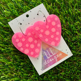 Resin Earrings - Polka Dotted Perfection In Pink Love Hearts in Large Featuring a Silver Hoop! (2)