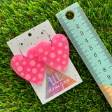 Resin Earrings - Polka Dotted Perfection In Pink Love Hearts in Large Featuring a Silver Hoop! (2)