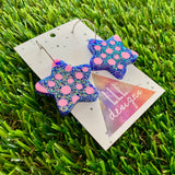 Resin Earrings - Polka Dotted Galaxy Purple Stars in Large Featuring a Silver Hoop! (1)