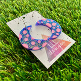 Resin Earrings - Polka Dotted Galaxy Purple Moons in Large Featuring a Silver Hoop! (3)