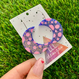 Resin Earrings - Polka Dotted Galaxy Purple Moons in Large Featuring a Silver Hoop! (3)