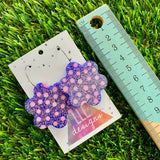 Resin Earrings - Polka Dotted Galaxy Purple Flowers in Large Featuring a Silver Hoop! (3)