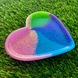 Resin Heart Tray - Glitter Neon Vibrant! Brighten Up Your Life with this Bold and Fun Piece!