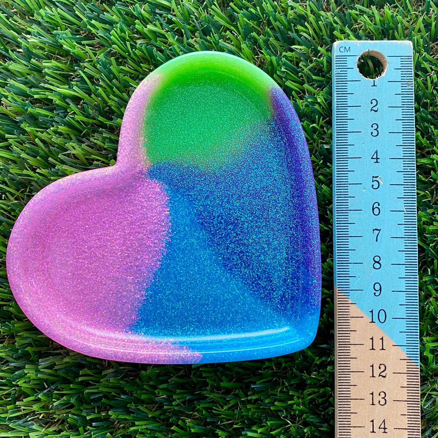 Resin Heart Tray - Glitter Neon Vibrant! Brighten Up Your Life with this Bold and Fun Piece!