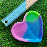 Resin Heart Tray - Glitter Neon Vibrant! Brighten Up Your Life with this Bold and Fun Piece!